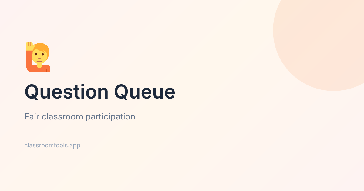 Questions Mark Queue Question Queue | Fair Classroom Participation